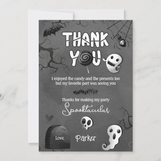 Spooky One Ghost Halloween Thank You Cards 招待状 (正面)
