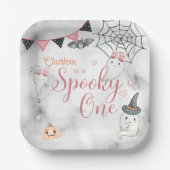 Spooky One Girl Halloween 1st Birthday ペーパープレート (正面)