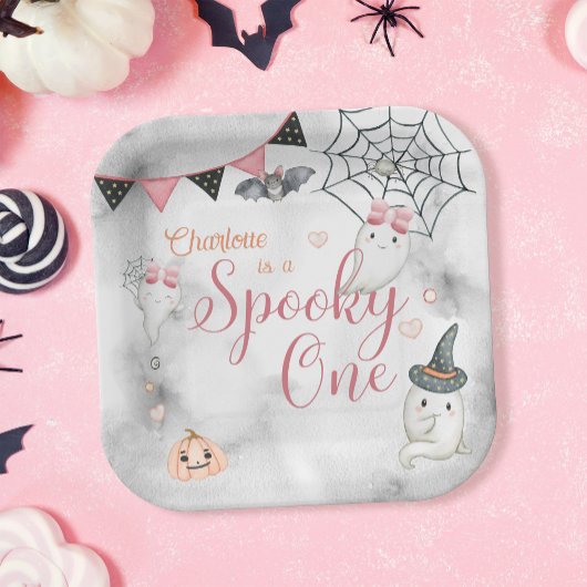 Spooky One Girl Halloween 1st Birthday ペーパープレート