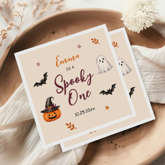Spooky One Halloween 1st Birthday Girls Ghost スタンダードカクテルナプキン