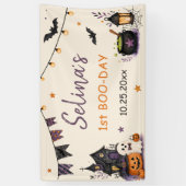 Spooky One Halloween 1st Birthday Girls Ghost 横断幕 (縦)