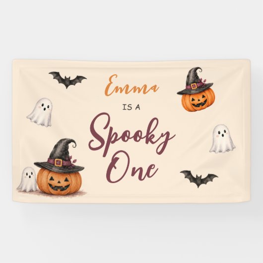 Spooky One Halloween 1st Birthday Girls Ghost 横断幕 (横)