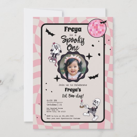 Spooky One Halloween 1st Birthday Photo Invitation 招待状 (正面)