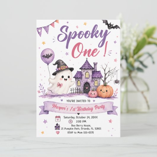 Spooky One Halloween Birthday Party 招待状 (スタンド正面)