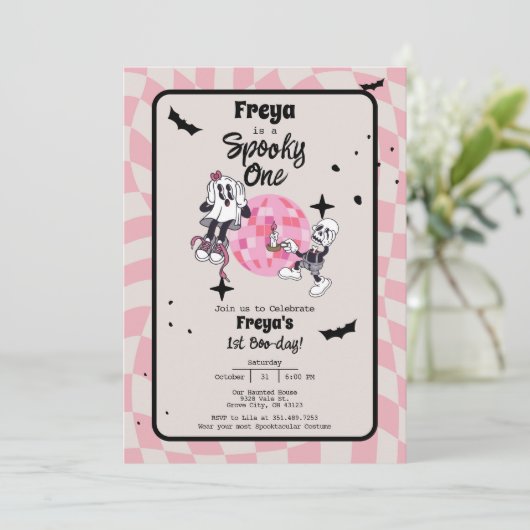 Spooky One Halloween First Birthday Invitation 招待状 (スタンド正面)