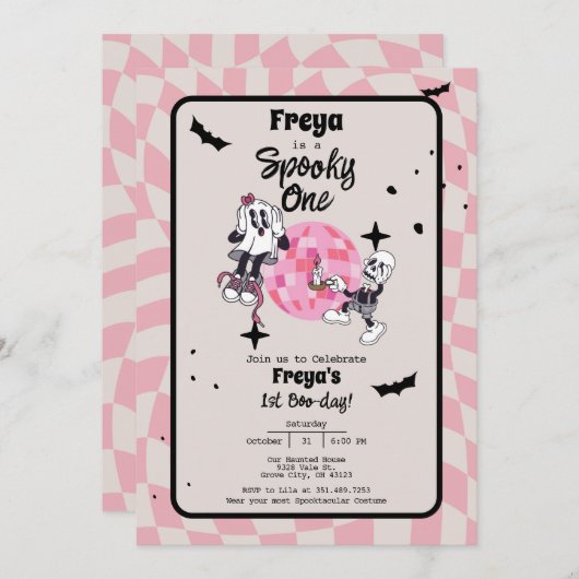 Spooky One Halloween First Birthday Invitation 招待状 (正面/裏面)