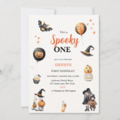 Spooky One Halloween Ghost pumpkin Birthday Party 招待状 (正面)
