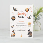 Spooky One Halloween Ghost pumpkin Birthday Party 招待状 (スタンド正面)