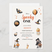 Spooky One Halloween Ghost pumpkin Birthday Party 招待状 (正面/裏面)