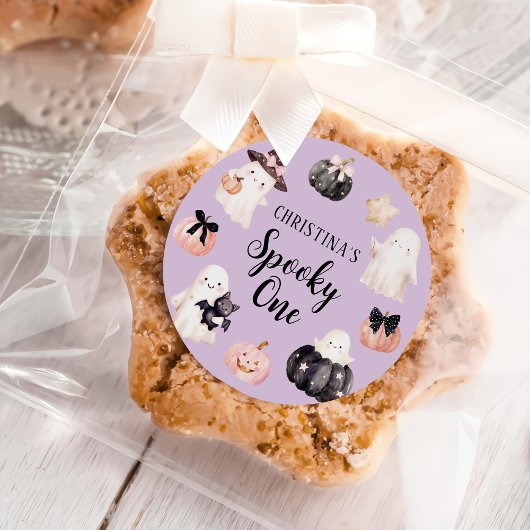 Spooky One Halloween Girl 1st Birthday Party ラウンドシール