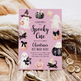 Spooky One Halloween Girl 1st Birthday Party 招待状