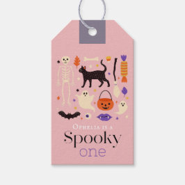 Spooky One Halloween Motifs Pink 1st Birthday ギフトタグ