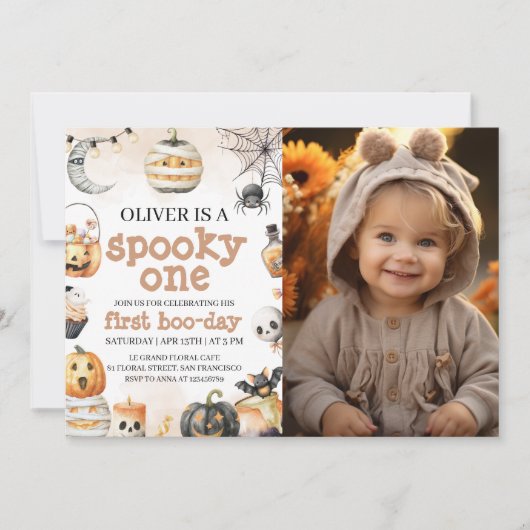 Spooky One Halloween Photo Invite 招待状 (正面)