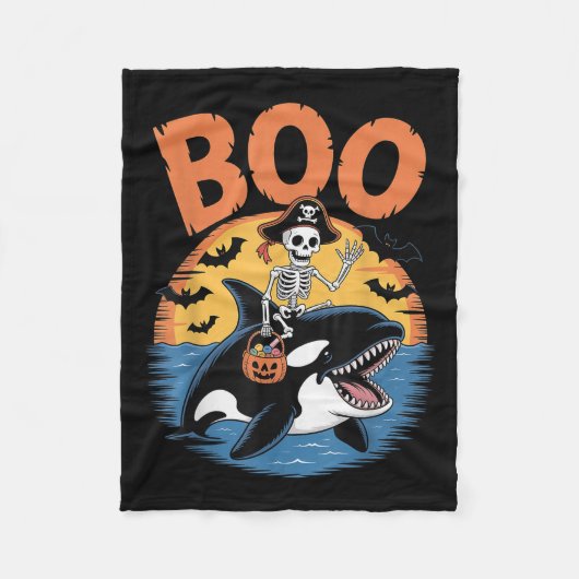 Spooky Orca Costume On Boo Orca Halloween  フリースブランケット (正面)