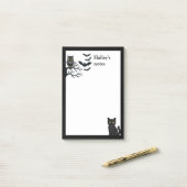 Spooky owl, bats and black cat ポストイット (デスク上)