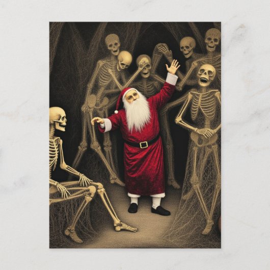 Spooky Party with Santa and the Skeletons ポストカード (正面)