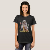 Spooky Patchwork Floral Ghost German Shepherd Dog  Tシャツ (正面フル)