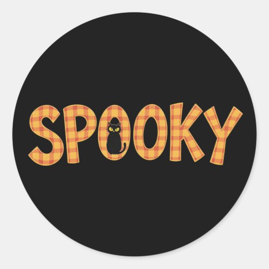 Spooky Plaid Lettering Halloween ラウンドシール (正面)