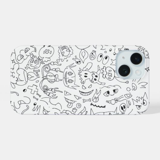 Spooky Pokémon Doodle Case iPhone 15ケース (裏面横)