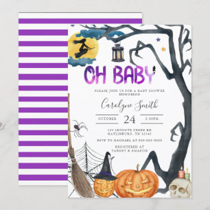  spooky pumpkin ハロウィン ベビーシャワー 招待状