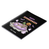 Spooky Pumpkin Faced Skeleton Fun Happy Summerween ノートブック (左側)