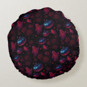 Spooky Pumpkin Ghost Rose Round Pillow ラウンドクッション (裏面)
