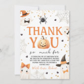 Spooky Pumpkin Ghost Thank You 招待状 (正面)