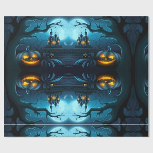 Spooky Pumpkin & Ghost Wrapping Paper for Parties ラッピングペーパー (フラット)