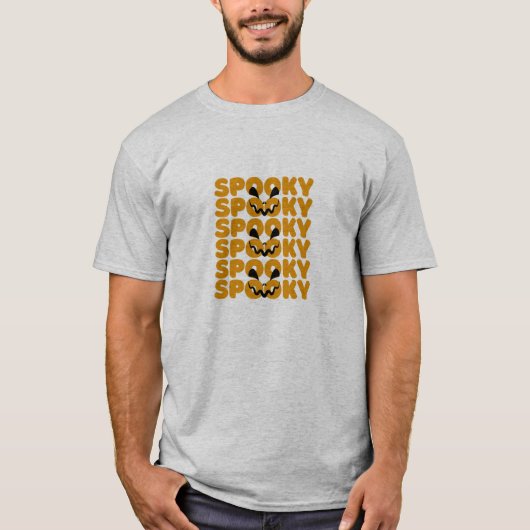 Spooky Pumpkin Halloween T-Shirt | 可愛い秋のタイポグラフィ Tシャツ (正面)