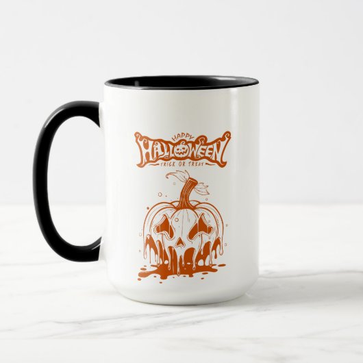  spooky pumpkin Halloween white orang マグカップ (左)