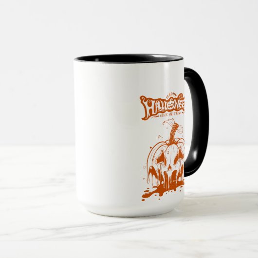  spooky pumpkin Halloween white orang マグカップ (正面右)