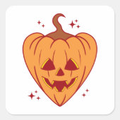 Spooky Pumpkin Heart Halloween スクエアシール (正面)
