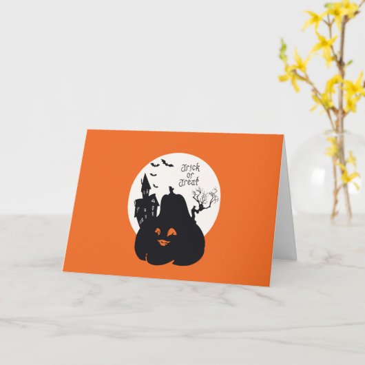 Spooky Pumpkin Trick Or Treat カード (黄色い花)