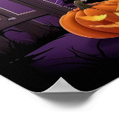 Spooky Pumpkin Witch with Full Moon Poster ポスター (角)