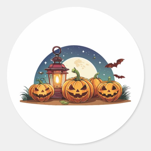 Spooky pumpkins ラウンドシール (正面)