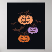 Spooky Pumpkins Trio Halloween Jack-o’Lantern ポスター (正面)
