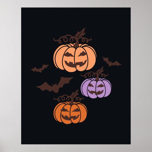 Spooky Pumpkins Trio Halloween Jack-o’Lantern ポスター (正面)