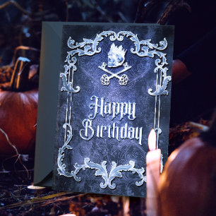 Spooky Royal Silver Vintage Gothic Skull King Card カード