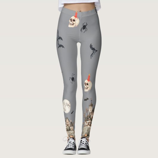 Spooky, Scarey Halloween Leggings レギンス (正面)