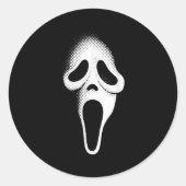 Spooky Scary Ghost Face Horror Party Mask Hallowee ラウンドシール (正面)