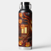 SPOOKY SCARY HALLOWEEN TREE WITH ORANGE PUMPKINS ウォーターボトル (正面)