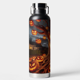 SPOOKY SCARY HALLOWEEN TREE WITH ORANGE PUMPKINS ウォーターボトル