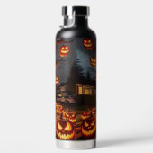 SPOOKY SCARY HALLOWEEN TREE WITH ORANGE PUMPKINS ウォーターボトル (右面)