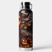 SPOOKY SCARY HALLOWEEN TREE WITH ORANGE PUMPKINS ウォーターボトル (背面)