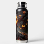 SPOOKY SCARY HALLOWEEN TREE WITH ORANGE PUMPKINS ウォーターボトル (背面)
