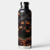 SPOOKY SCARY HALLOWEEN TREE WITH ORANGE PUMPKINS ウォーターボトル (右面)