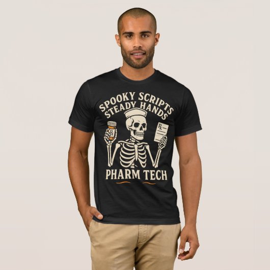 Spooky Scripts, Steady Hands — Pharm Tech Skeleton Tシャツ (正面フル)