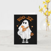  spooky season キュート ゴースト ハロウィン ボウジー ブー ジー カード (黄色い花)