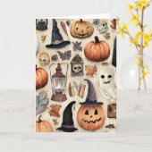 spooky season - ハロウィン グリーティング カード (黄色い花)