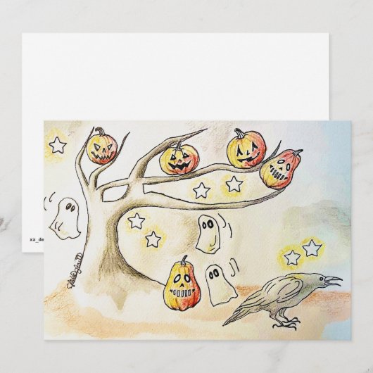 spooky season art, Halloween Tree シーズンカード (正面/裏面)